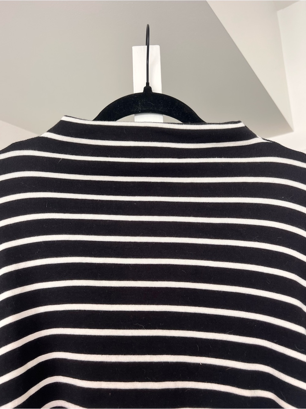 H&M Black & White Striped Cotton Boatneck Sweater Bell Sleeves Size Small/Medium - Picture 3 of 7